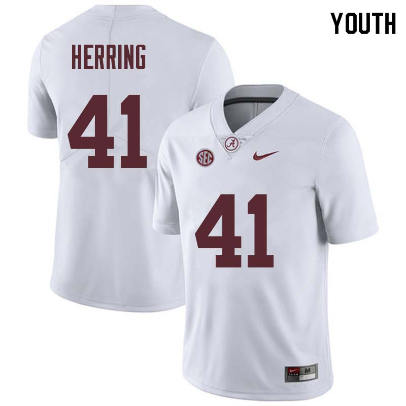 Alabama Crimson Tide Youth Chris Herring #41 White NCAA Nike Authentic Stitched College Football Jersey DS16T41YW